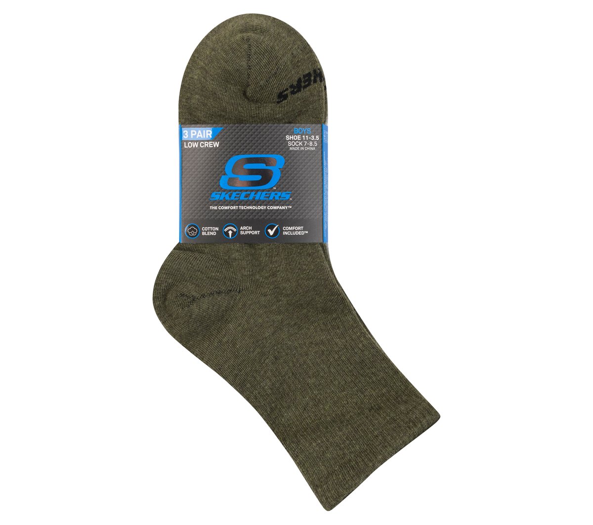 Skechers 3 Pack Boys' Crew Cotton Socks