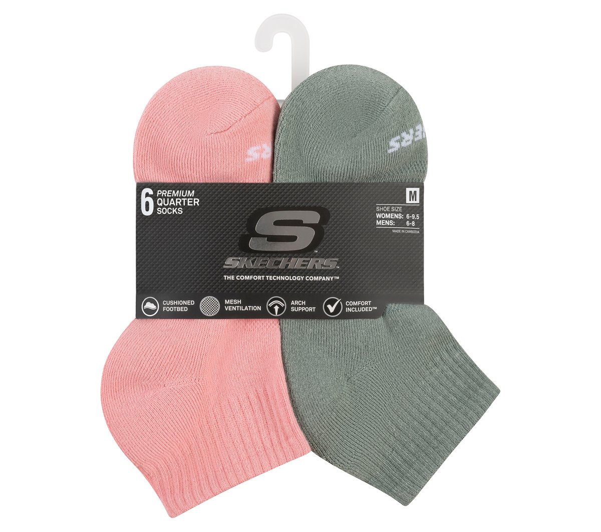 Skechers 6 Pack Core Quarter Medium Socks