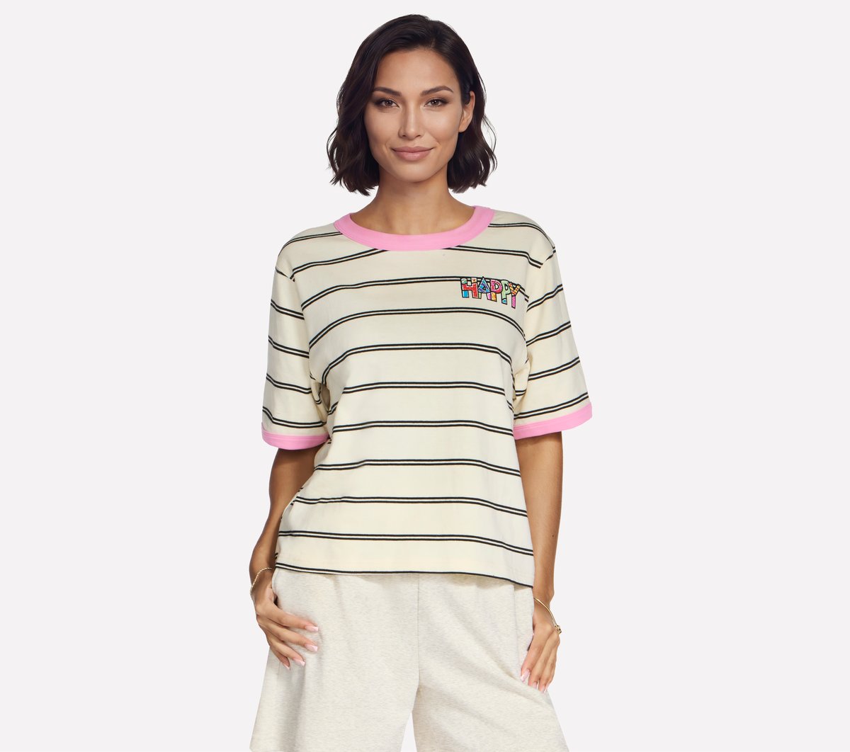 Skechers Britto: Hearts Striped Ringer Tee
